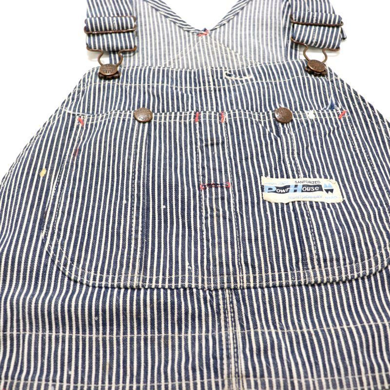 60s vintage POWRHOUSE ヒッコリー オーバーオール メンズ Mサイズ相当