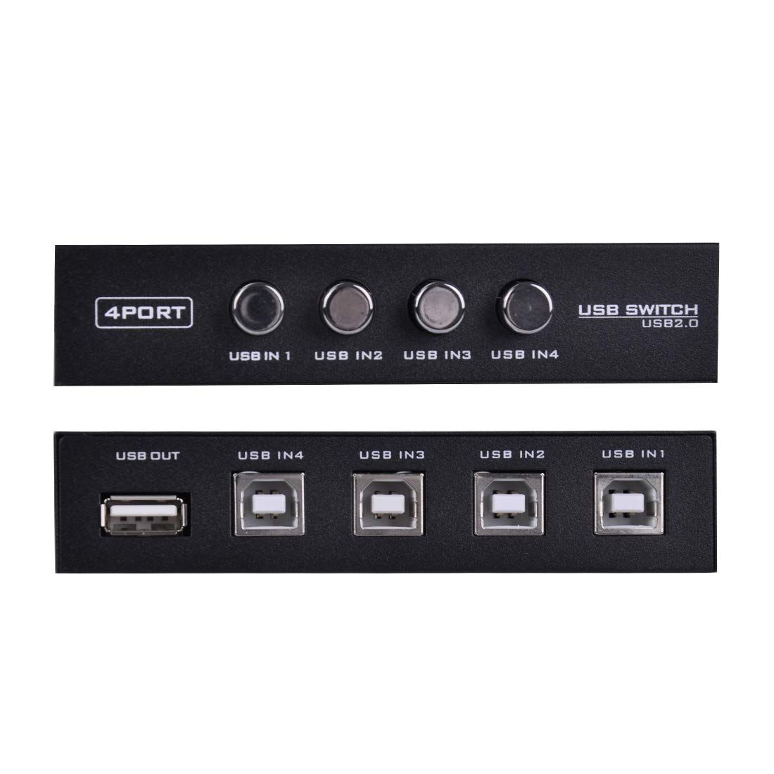 手動 4ポート USB切替器 USB2.0対応 PC4台用 4入力1出力 4ポート切替器 軽量 小型 ._