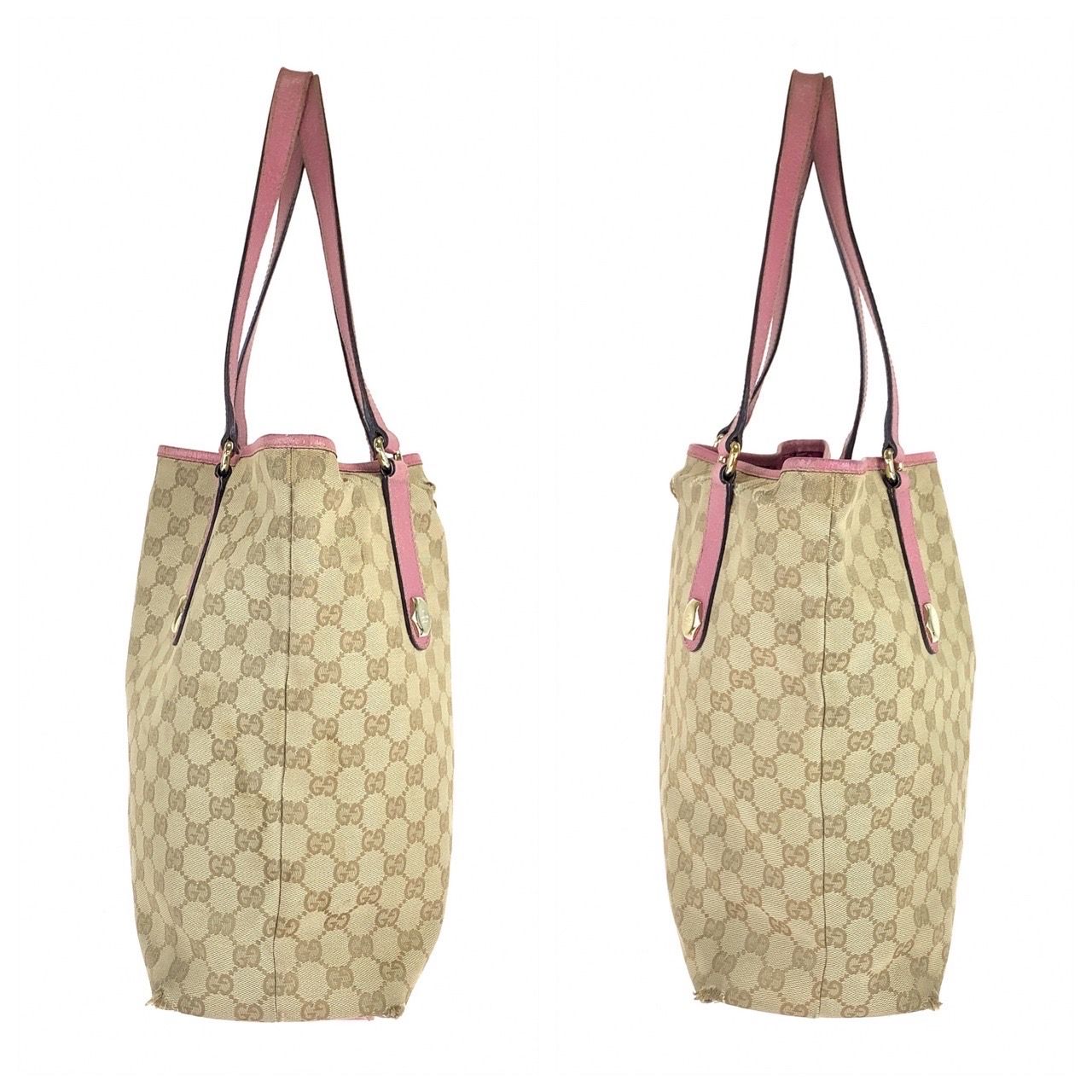 GUCCI グッチ GGキャンバス ベージュ ピンク ゴールド金具 GG