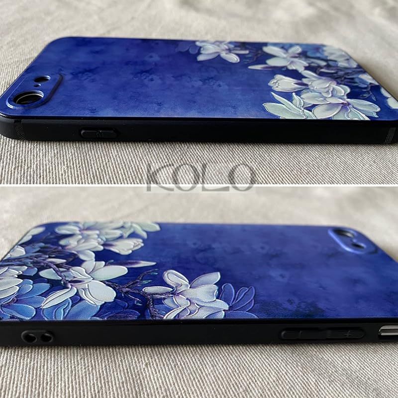 KOLO【ハクモクレン】iPhone対応 7 8 SE 第二世代 第三世代 iPhoneケース iPhone7ケース iPhone8ケース iPhoneSEケース スマホケース (青) iPhone7/8/SE