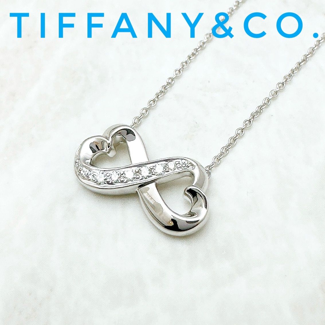 ?Tiffany＆Co. ダブルハート ダブルハート ホワイトゴールド ネックレス 約42cm U