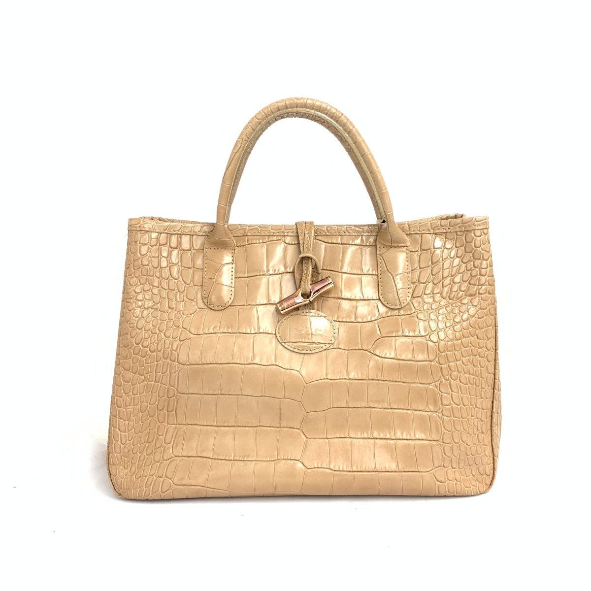 LONGCHAMP ロンシャン トートバッグ ロゾ クロコ型押し レザー ピンク 