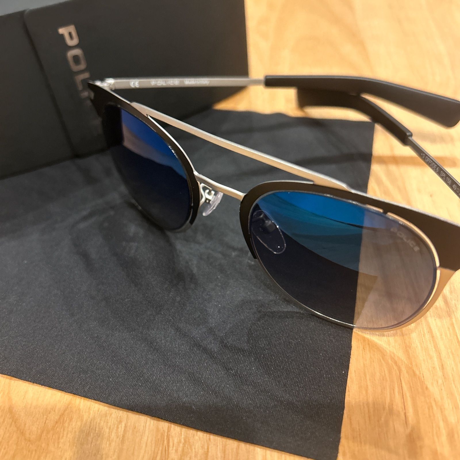 ☆美品☆ POLICE ポリス サングラス ウェリントン メタル SPL158 