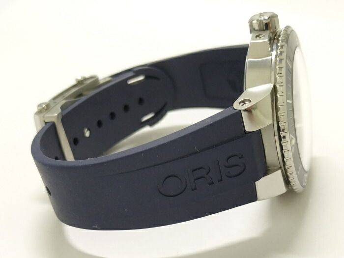 ORIS アクイス デイト メンズ 腕時計 SS ラバー 自動巻 ネイビー文字盤 01 733 7730 4135