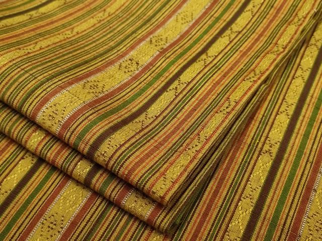 平和屋着物▽上質な紬 単衣 縞 正絹 逸品 AAAS4938fy