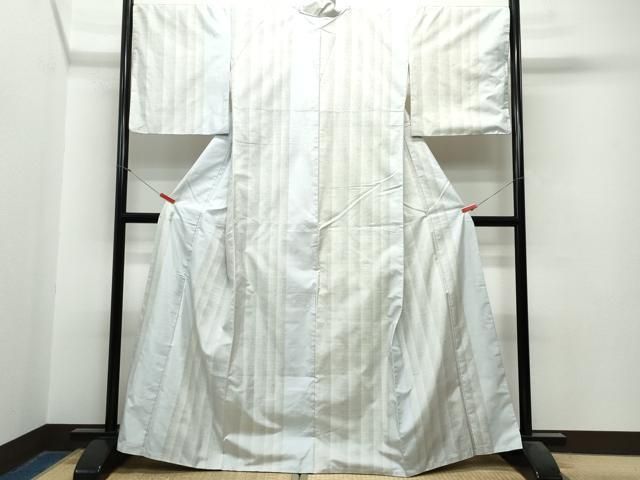 平和屋着物●本場大島紬　白大島　9マルキ　縞　正絹　逸品　CAAS8580vf 平和屋着物○本場大島紬 白大島 9マルキ 縞 正絹 逸品 CAAS8580vf