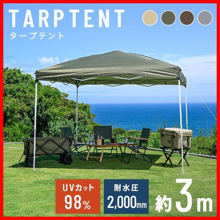 アイリスプラザ タープテント 2.5×2.5m/3×3m 【組み立て簡単