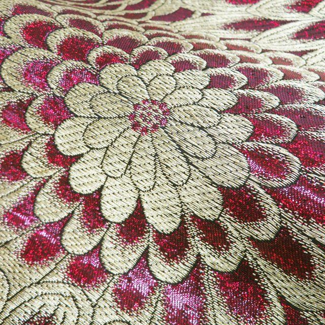 袋帯 振袖用 リサイクル 正絹 フォーマル 仕立て上がり 六通 一蔵謹製 菊模様 箔糸 赤系色 金 きもの北條 A1286-20