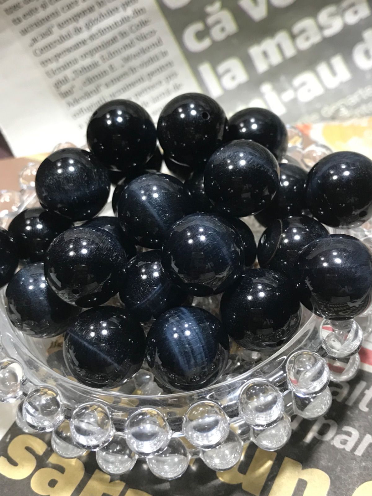  16 mm玉 ホークスアイ 鷹目石 1 mm穴パーツ 各種パーツ 手芸素材 材料