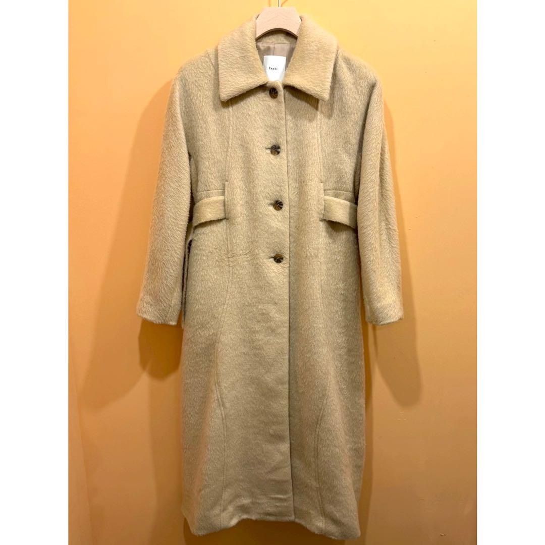 eaphi wave design shaggy long coat ジャガーロングコート ベージュ 