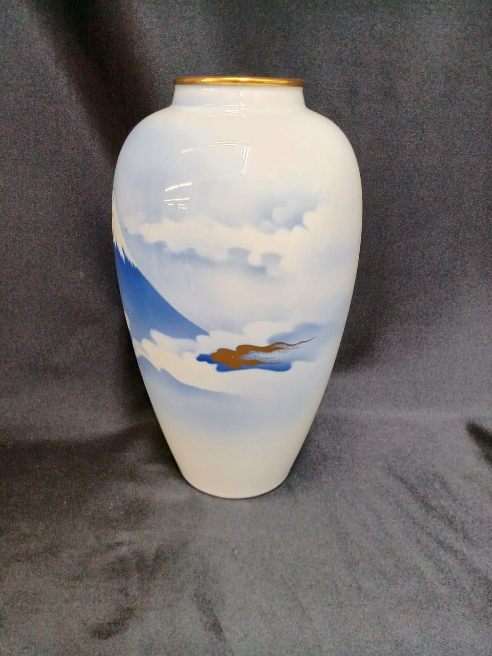 深川製磁 花器 雲金光明富士 Fukagawa Seiji Flower Vase Clouds and G Shining Fuji