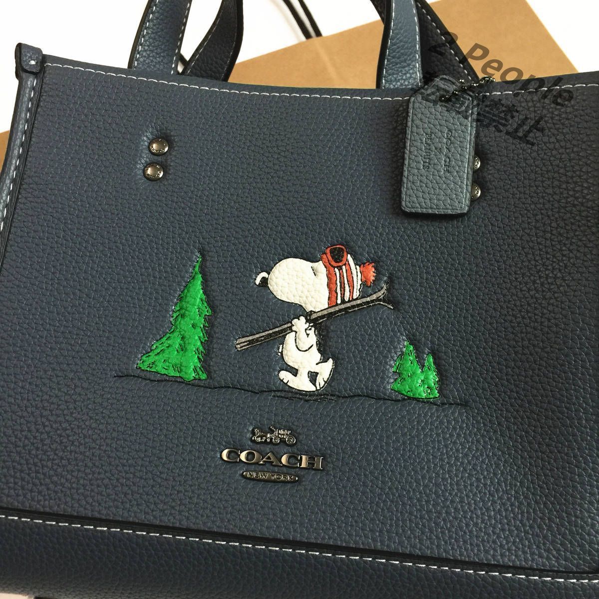 コーチ COACH バッグ CE849 Coach x Peanuts スヌーピーコラボ トートバッグ ショルダーバッグ ハンドバッグ ブルー -  メルカリ