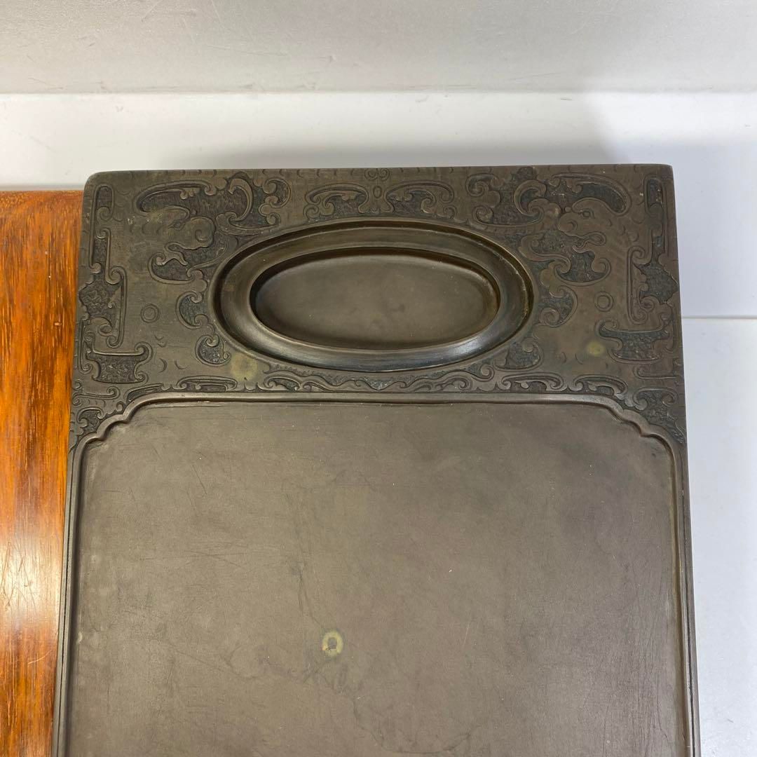 時代 端渓 水巌 龍紋大硯石 トニヒ 東さ6-0812 2F