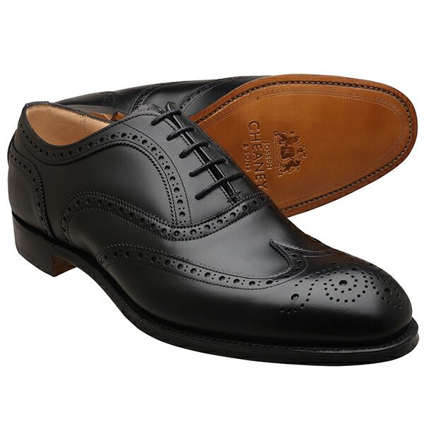 CHEANEY ジョセフ チーニー ARTHUR III レザーソール ウィングチップ BLACK CALF UK8.5 27.0cm
