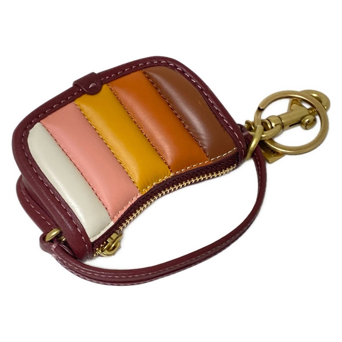 【最短翌日配送】 COACH コーチ キーホルダー チャーム - C5443 ボルドー×ベージュ×マルチ バッグ モチーフ レザー 奮闘