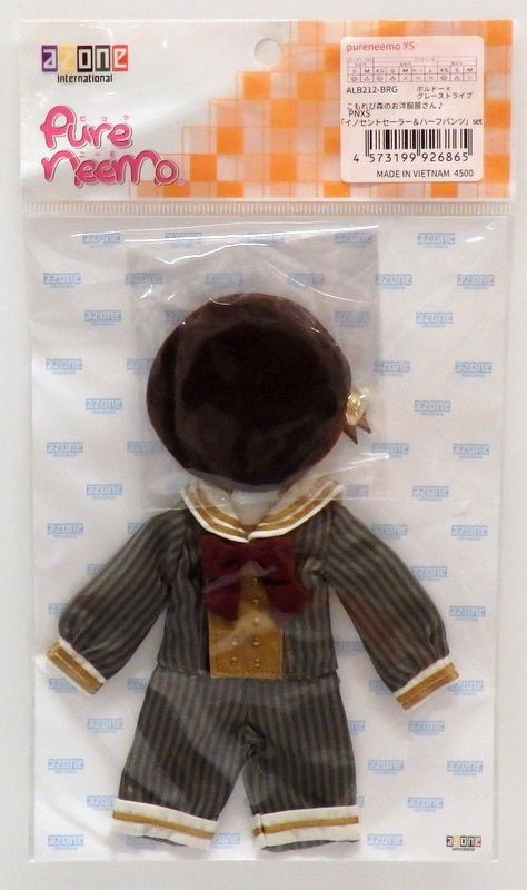 アゾン ピュアニーモ衣装 こもれび森のお洋服屋さん PNXSイノセントリボンセーラーu0026ハーフパンツセット ボルドー×グレーストライプ