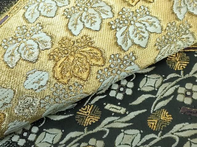 平和屋本店□極上 西陣の名門 加納幸謹製 六通柄袋帯 唐織 吉祥花文 金