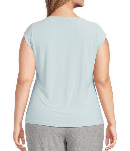 カスパール レディース シャツ トップス Plus Size Tipped Collarless