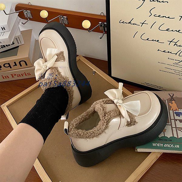 レディース 靴 パンプス ローファー 防水 美脚 大きいサイズ ホワイト ブラック ブラウン 暖かい 裏地ボア有り 厚底 ファッション pai5a883244 KIN-KAAI_COM