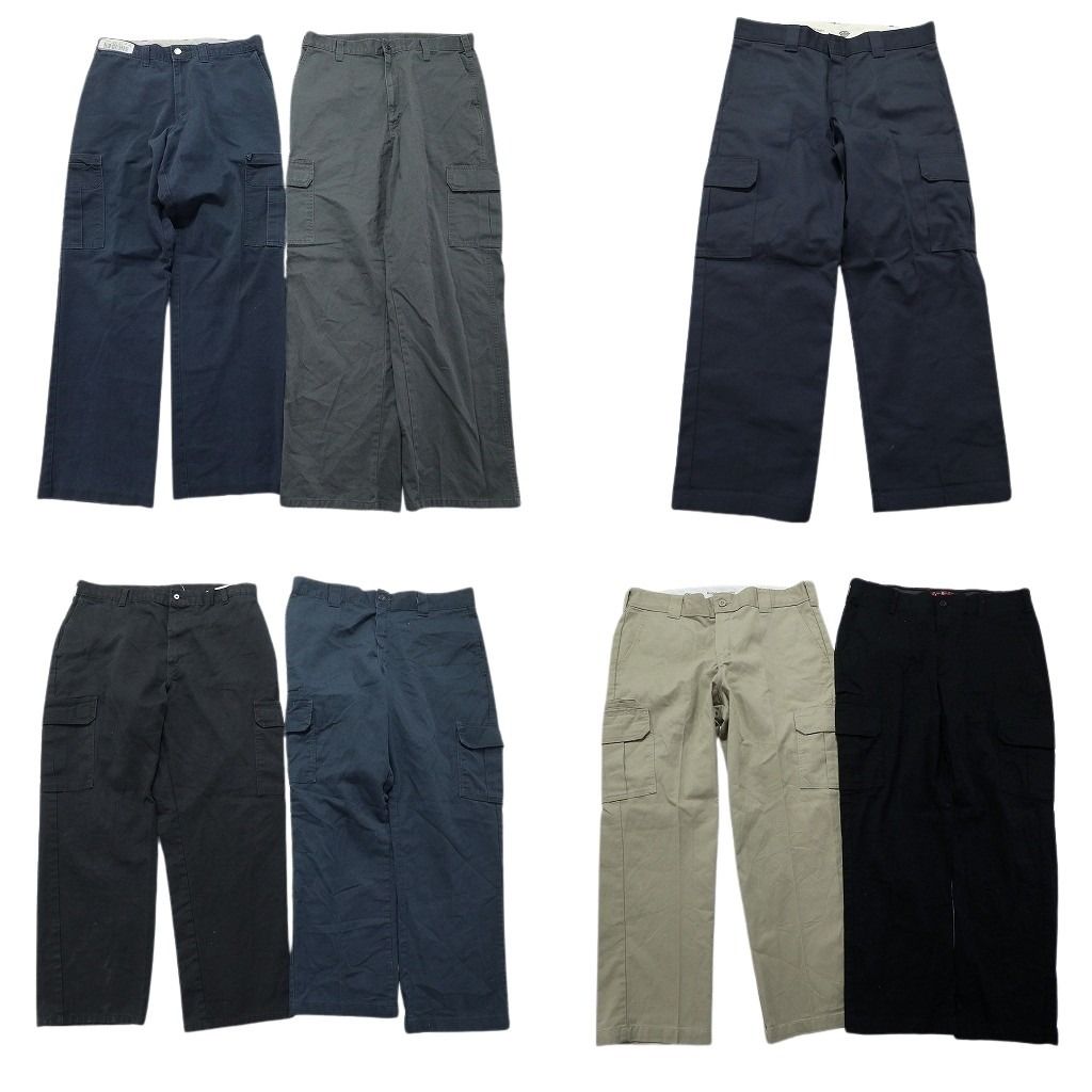 古着卸 まとめ売り ディッキーズ Dickies カーゴ パンツ 7枚セット メンズ 34 |36 ワークパンツ ノープリーツ 古着 NB9722