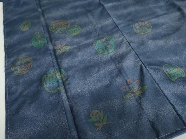 平和屋着物○本場縞大島紬 訪問着 陶器草花文 嘉納信雄 証紙付き