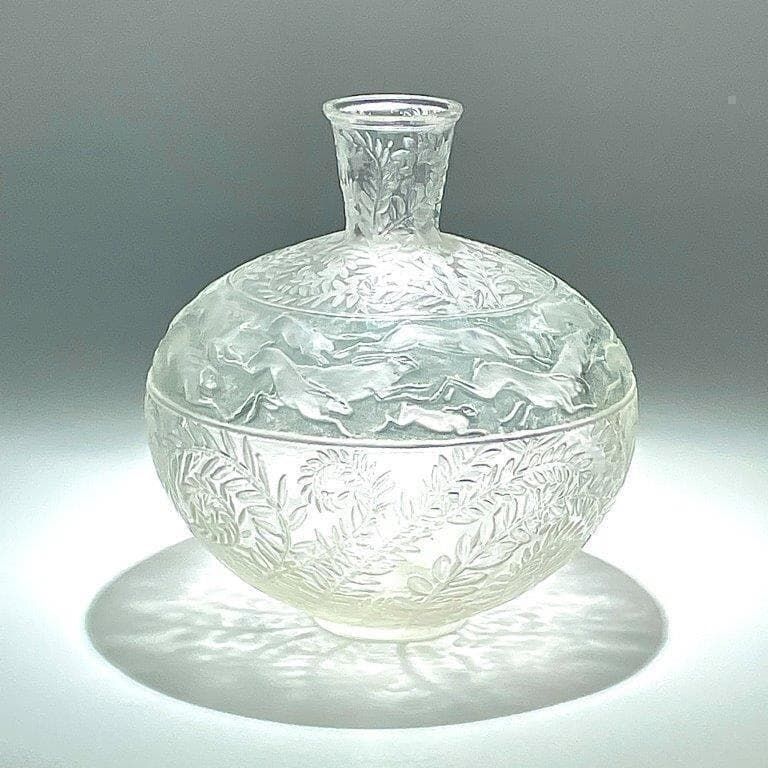 美品 ルネ ラリック ガラス 【野兎 花瓶】 LIEVRES 鉢 西洋