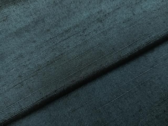 平和屋着物○男性 西陣 山椒織 むすび結城 鉄納戸色 反端付き 正絹  