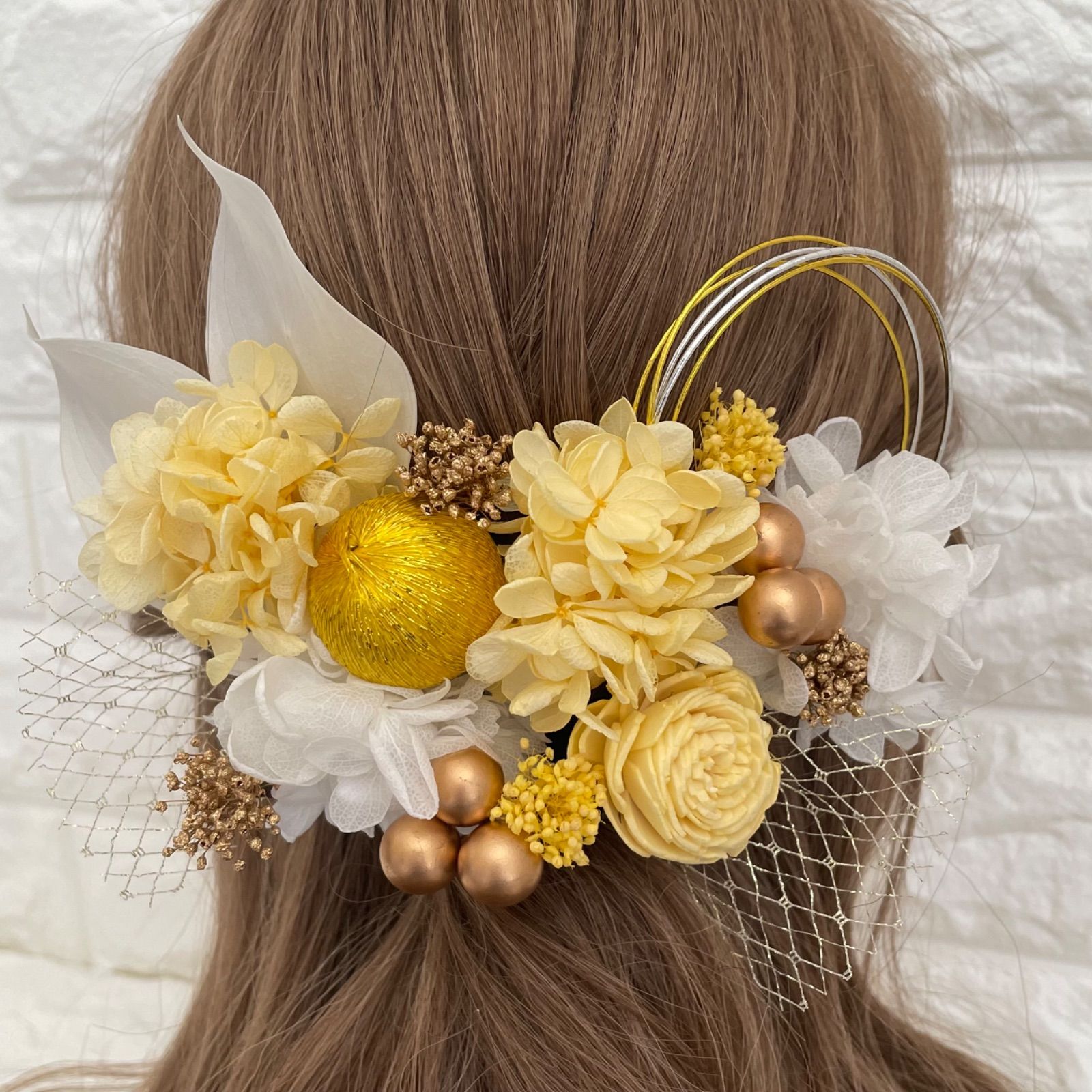 №105♡ドライフラワー髪飾り 成人式 卒業式 ウエディング 結婚式 前撮り