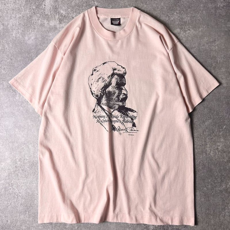 ヴィンテージ 80 プリント Tシャツ 80s USA製 マーク トウェイン プリント 半袖 Tシャツ XL / 80