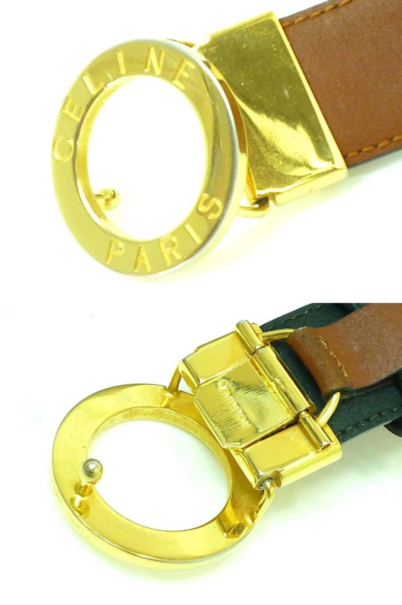 ヴィンテージ CELINE セリーヌ 本革 レザー ベルト メンズ サークル