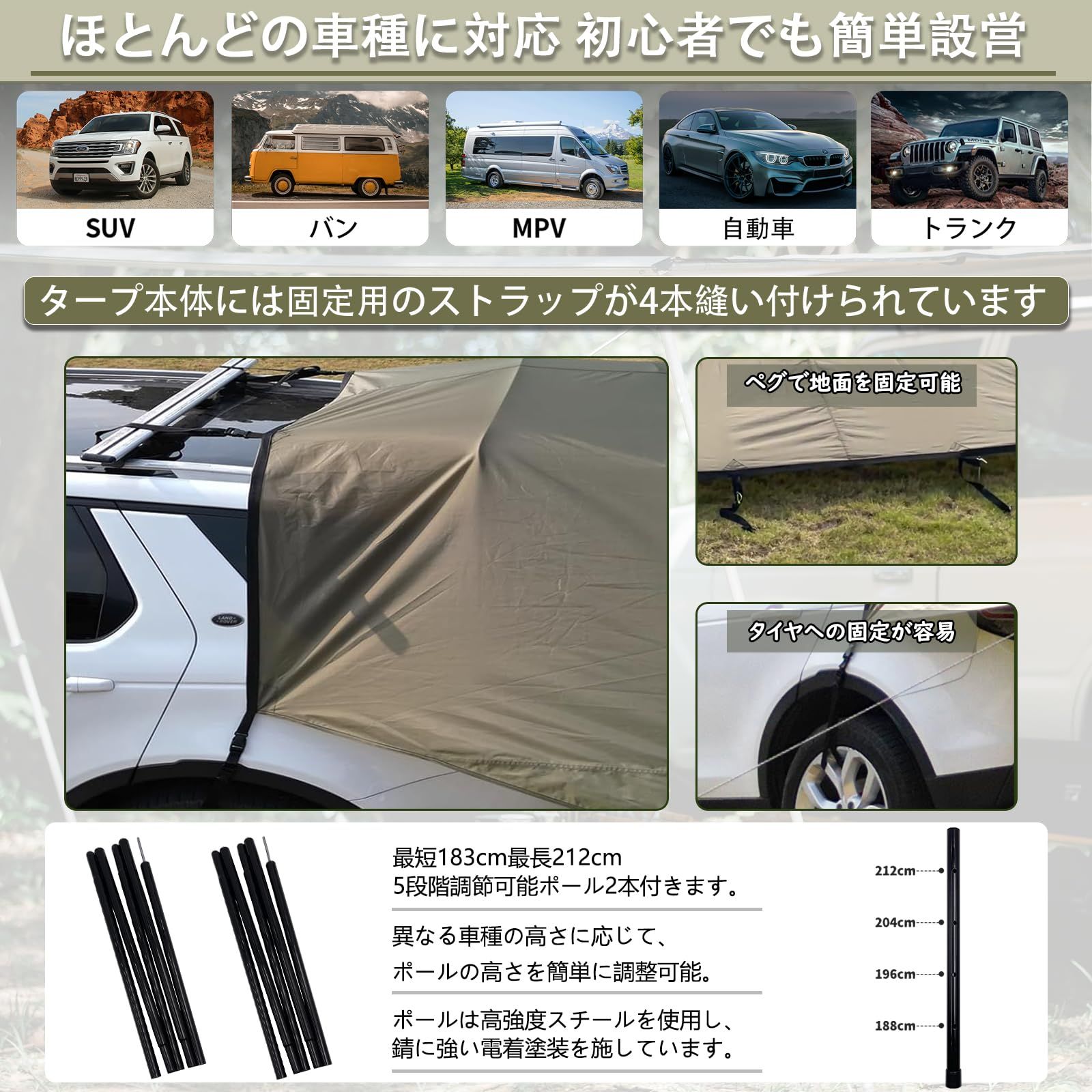 文房具・事務用品 新品 設営簡単 アウトドア 日よけ 遮熱 防水 