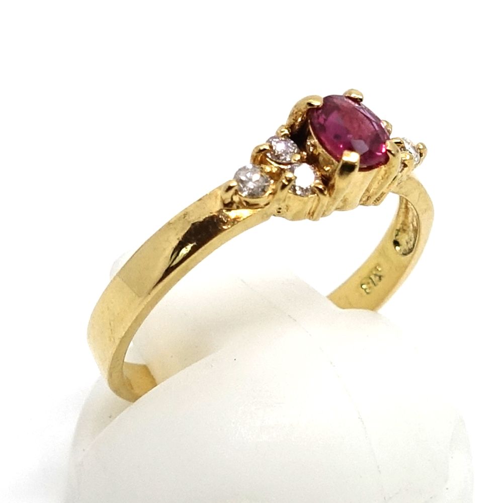18金 天然ルビー　K18 750イエローゴールド　リング　YG　1852 18金 天然ルビーK18 750イエローゴールドリングYG1852