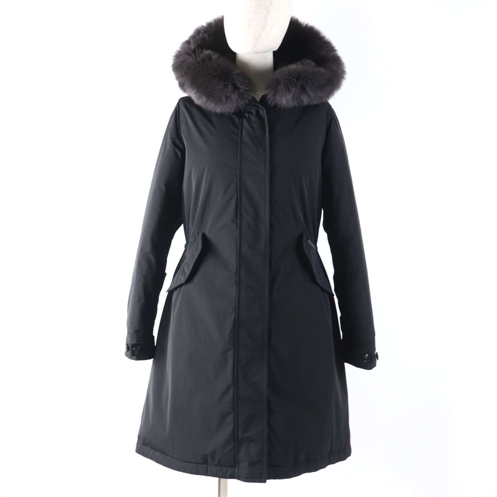 WOOLRICH ウールリッチ KEY STONE PARKA ブルーフォックスファー フード付 ZIP UP ダウンコート ブラック XS レディース