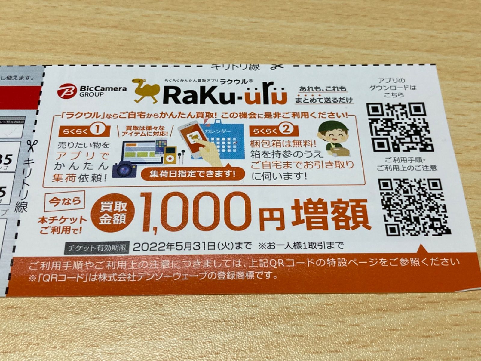 ビックカメラ株主優待券1000円分ほか