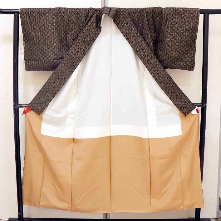 平和屋着物▽上質な紬 単衣 枝花文 正絹 逸品 CAAV0966ou 平和屋着物