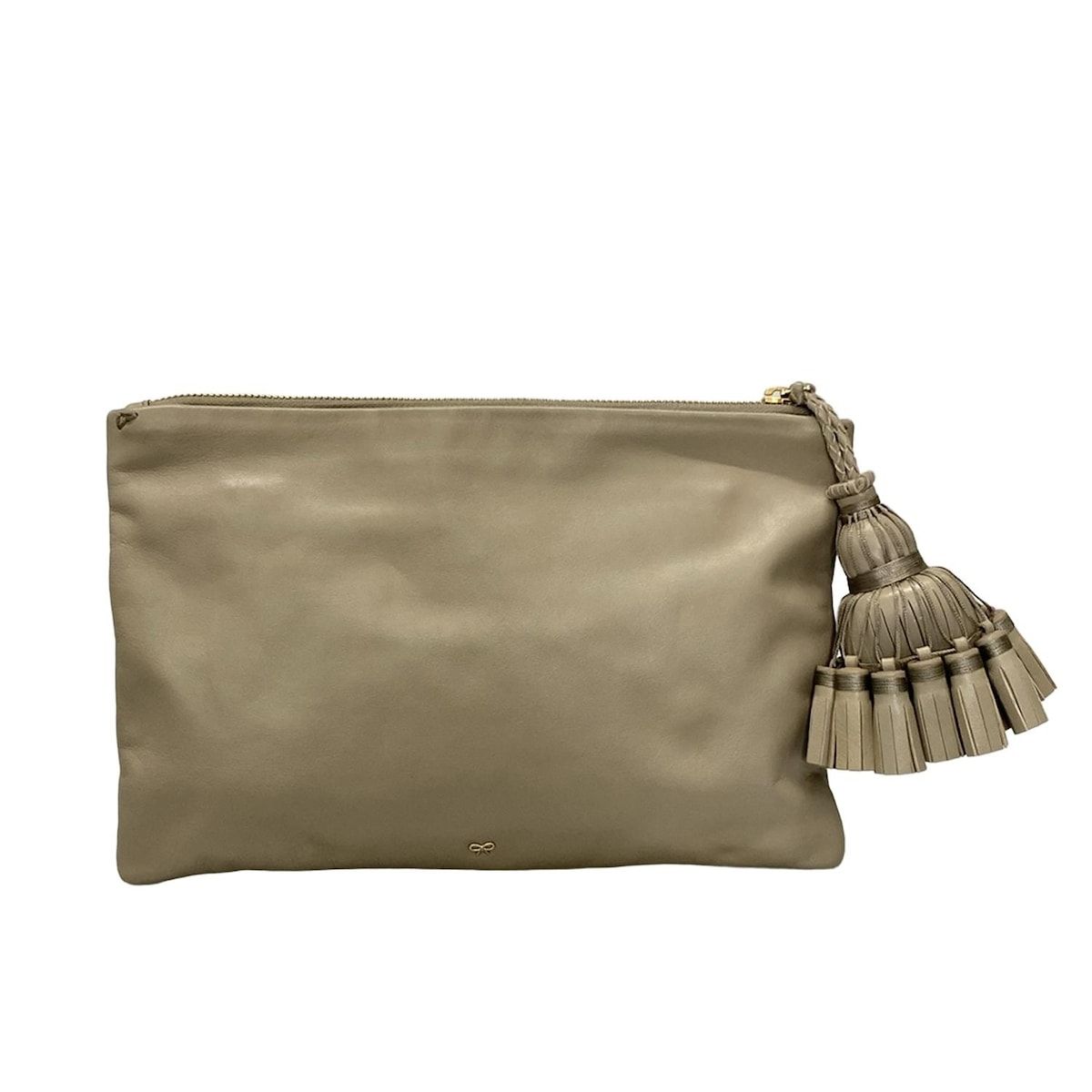 Anya Hindmarch アニヤハインドマーチ クラッチバッグ - グレーベージュ タッセル レザー