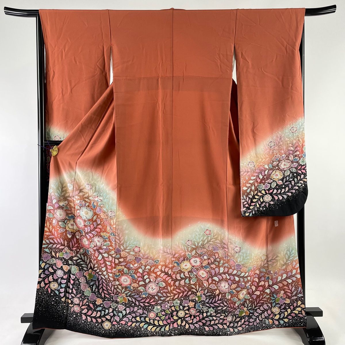 振袖 逸品 落款 翠山工房 辻が花 染め分け ぼかし 茜色 袷 身丈166cm ...