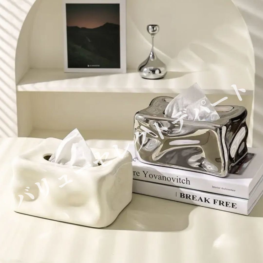 ティッシュボックス セラミック セット エレガント モダン ミニマリスト デザイン メタリック フィニッシュ リビングルーム 装飾 長方形 ボックス コンパクト スタイリッシュ プレゼント ギフト 雑貨 インテリア 家庭用 ティッシュカバー 家具 NEXPOTALLINN_EU