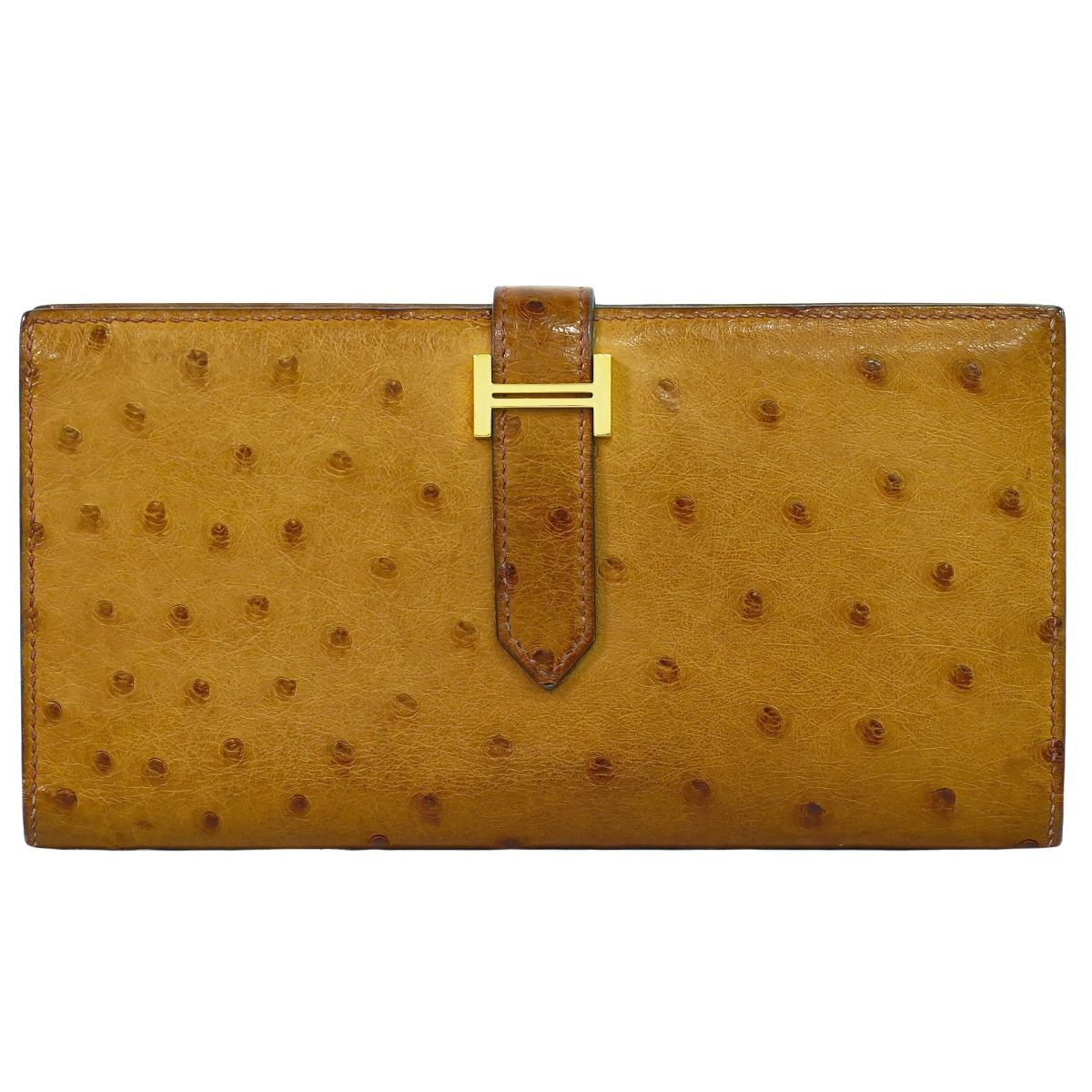 グッチ GGマーモント 二つ折りコンパクト 財布 オーストリッチ FT229