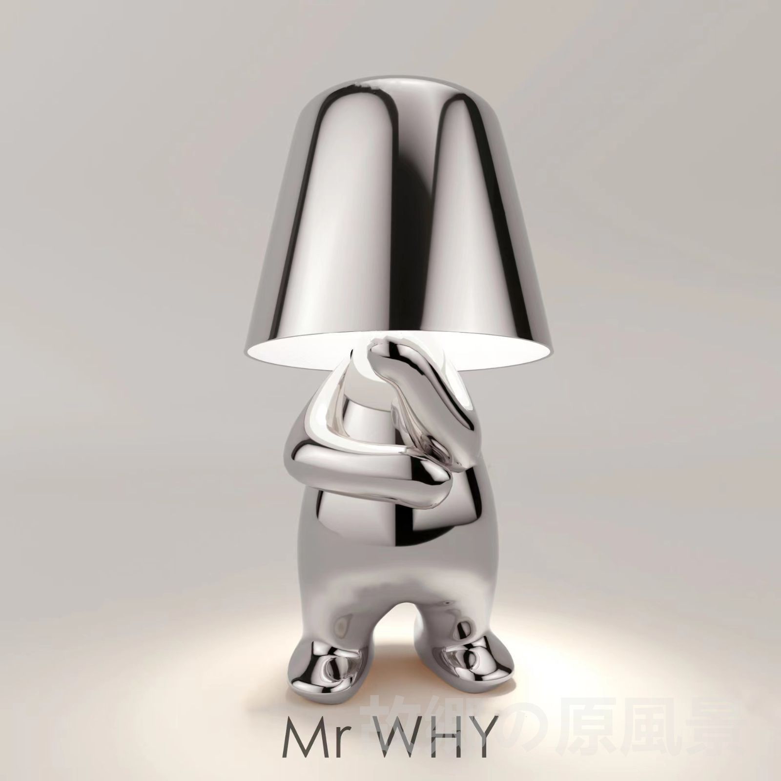 タッチセンサーライト シルバー E Mr.WHY USB充電 LED タッチセンサー 3段階調光 コードレス 小人 ベッドサイド テーブル ナイト ライト ランプ 寝室 間接照明 常夜灯 かわいい ユニーク 男の子 