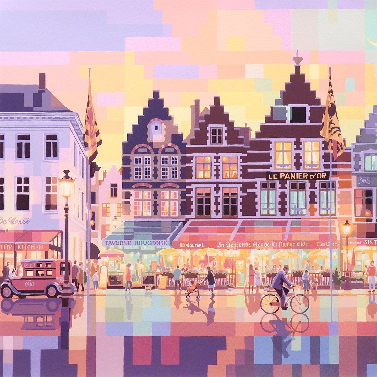 笹倉鉄平 ステップト・ゲイブルズ 風景画 作家直筆サイン 版画 絵画 真作保証 笹倉鉄平 ステップト・ゲイブルズ 風景画 作家直筆サイン