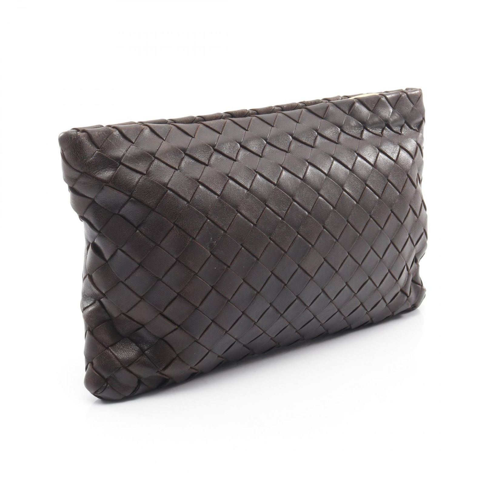 ボッテガヴェネタ BOTTEGA VENETA セカンドバッグ クラッチバッグ イントレチャート ダークブラウン レザー イントレチャート クラッチバッグ レディース Used B