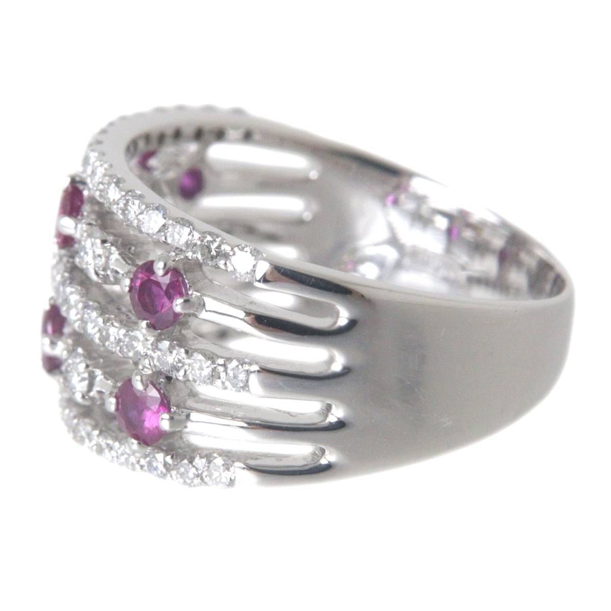 ダイヤモンド0.65ct ルビー0.55ct デザインリング 指輪 K18 18金