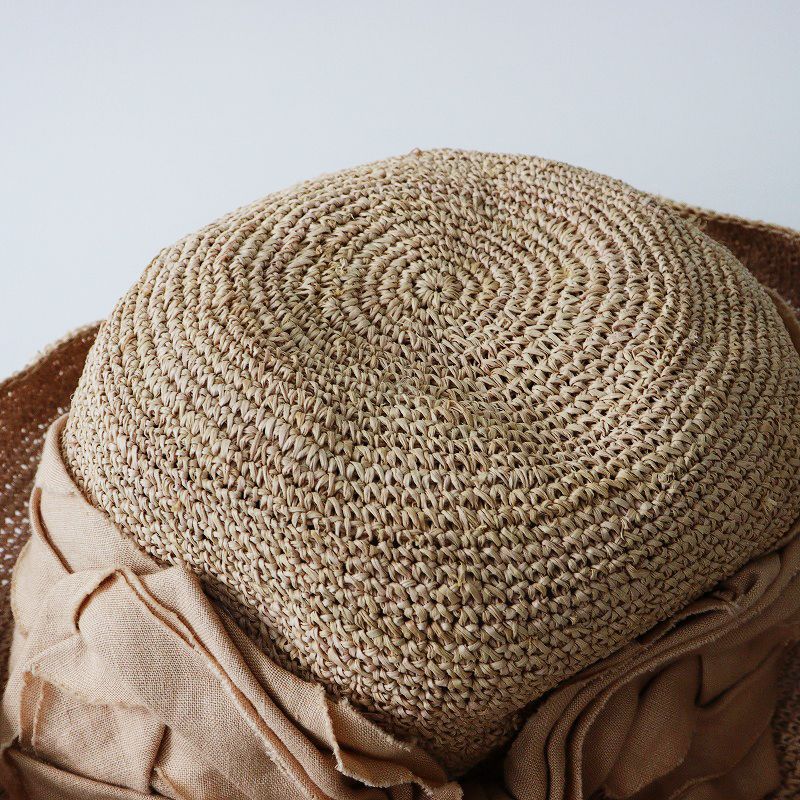 カシラ麦わら帽子 良好 CA4LA カシラ 麦わら 帽子 ブラウン 切替