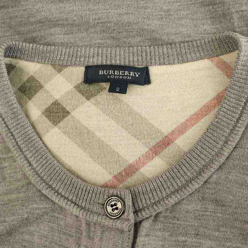 バーバリー BURBERRY カーディガン ニット 長袖 裏地チェック 2