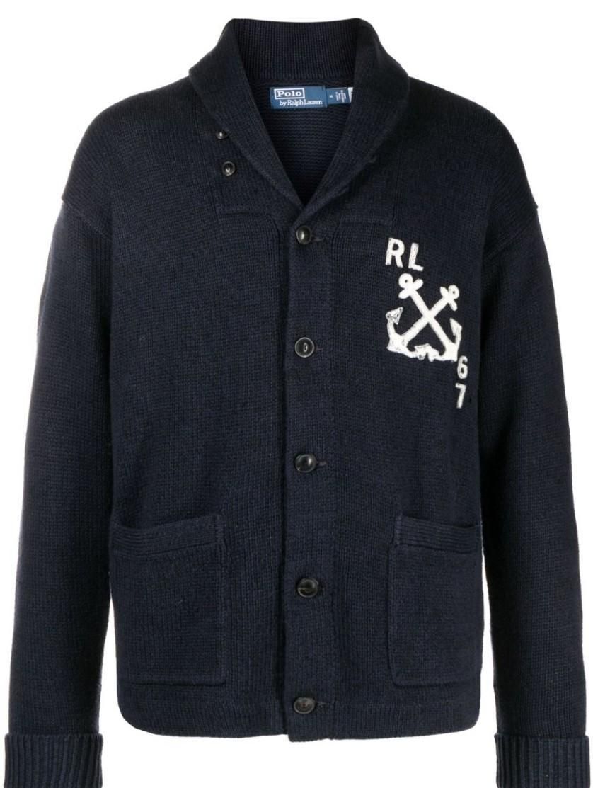 【雷市場（ポンジャン）商品韓国直送】XL POLO RALPH LAUREN(ポロラルフローレン) RL67 ネイビー 海軍 アンカー カーディガン