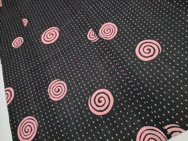 平和屋着物∴夏物 浴衣 渦巻文様 黒地 綿 逸品 CAAY4626ng