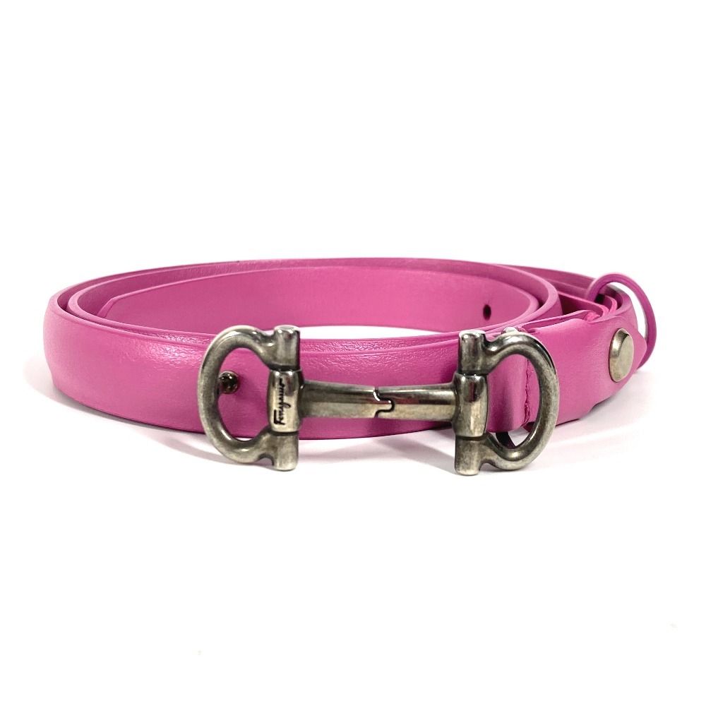 Salvatore Ferragamo　ガンチーニ レザー ベルト ピンク 金 Salvatore Ferragamo ガンチーニ レザー ベルト ピンク 金 【公式通販】