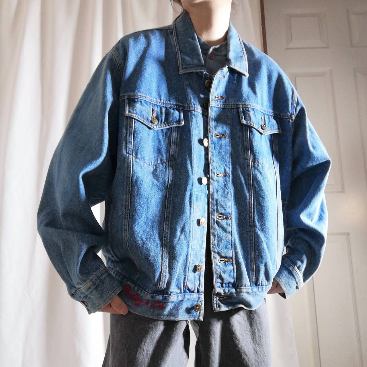 90年代 Mickey&Co. ディズニー デニムジャケット Gジャン ミッキー 型