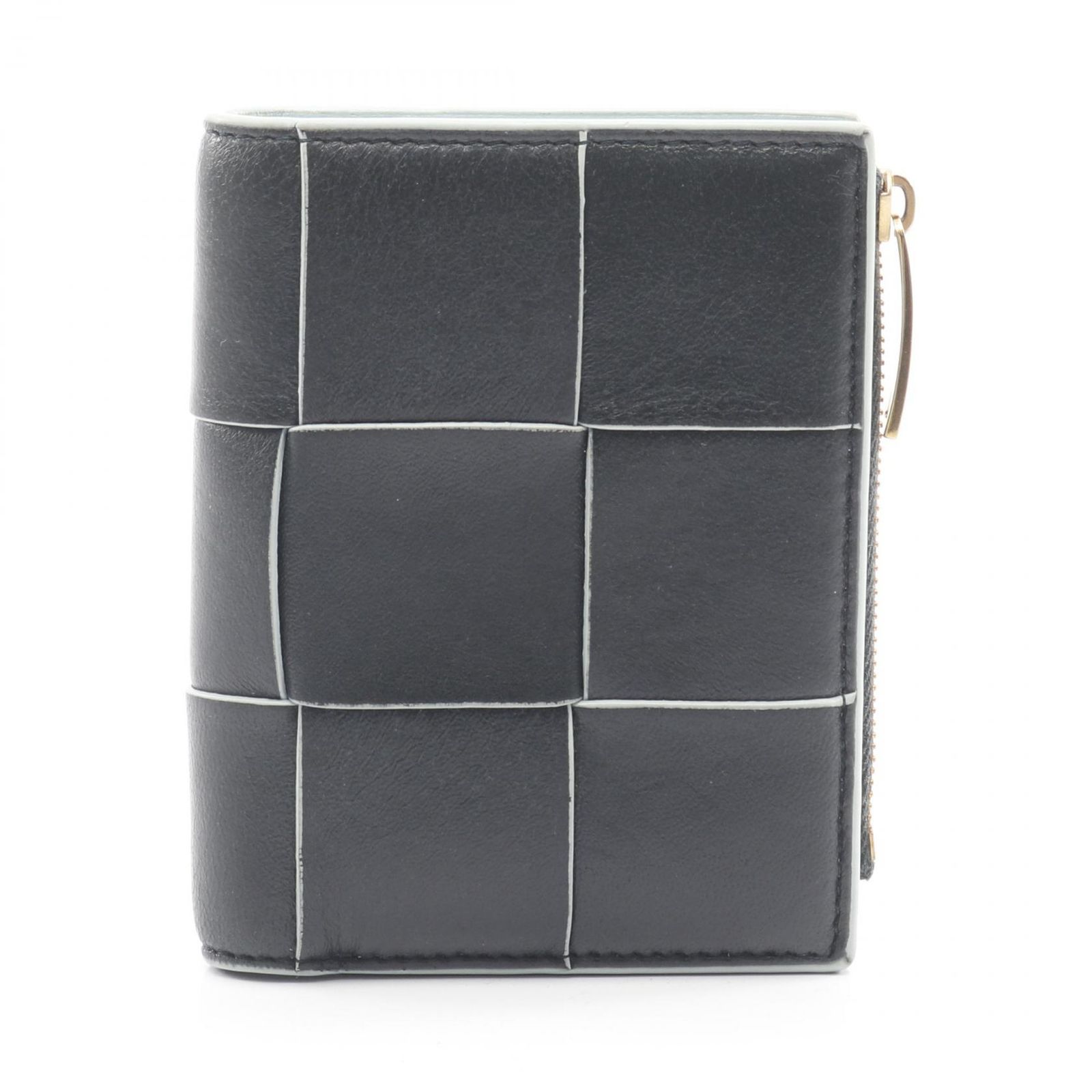 ボッテガヴェネタ BOTTEGA VENETA 二つ折り財布 スモール カセット マキシイントレチャート 742698 インクウェル|ティールウォッシュド レザー イントレチャート カセット ウォレット